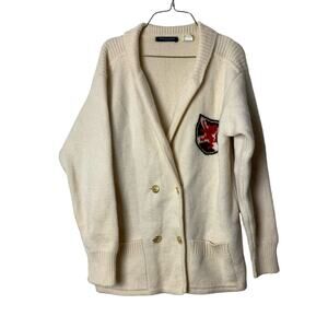 Bern Conrad Ivory 100% wool collared double breasted oversized cardigan Sz large